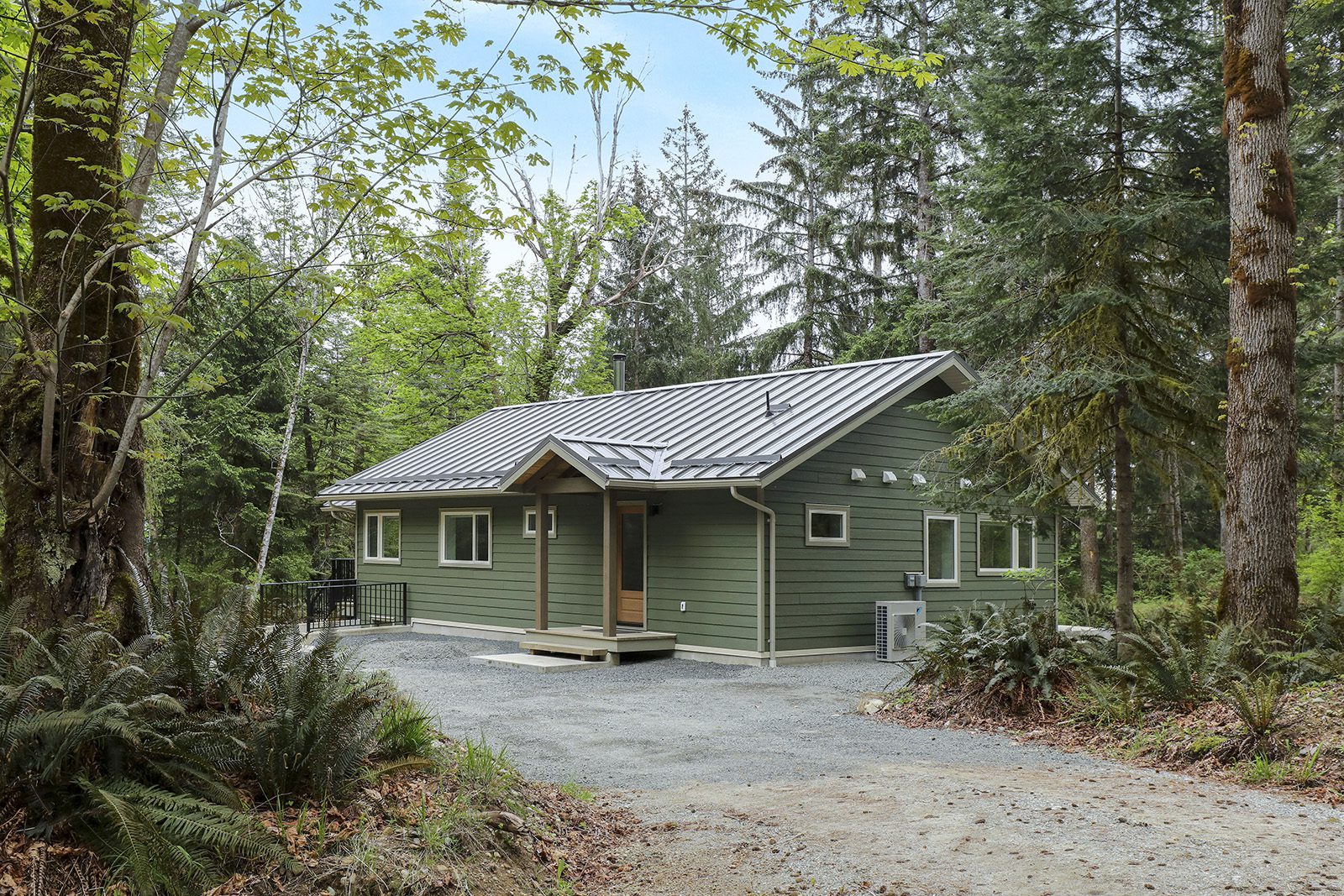 Completed green home with metal roof