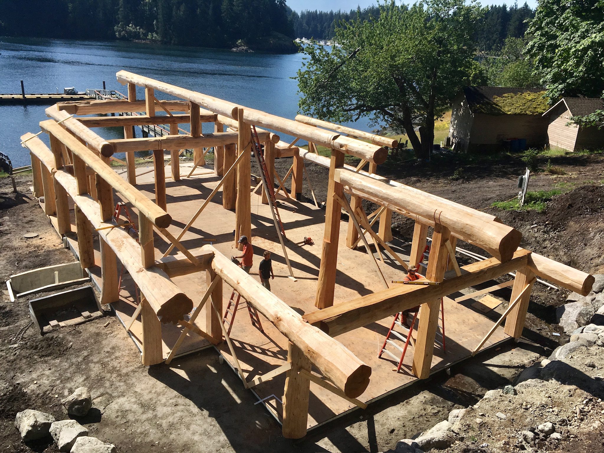 Timber frame construction overlooking the harbour